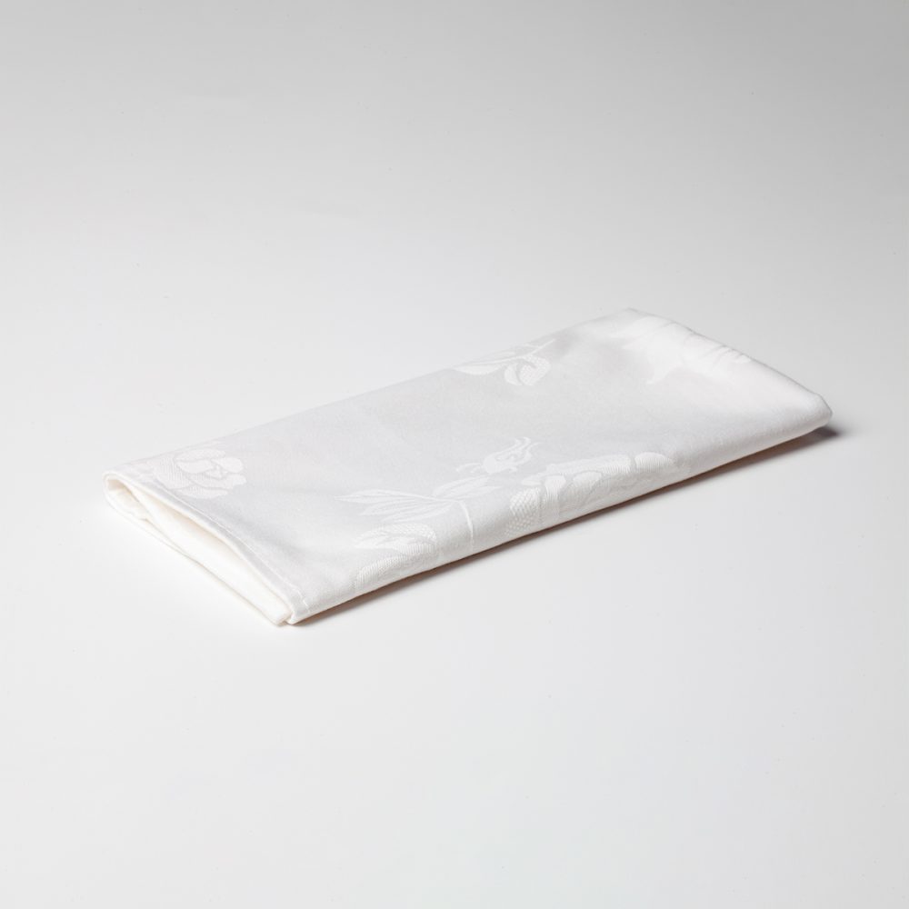 Image of Serve Cotton Rose Damask Napkin White