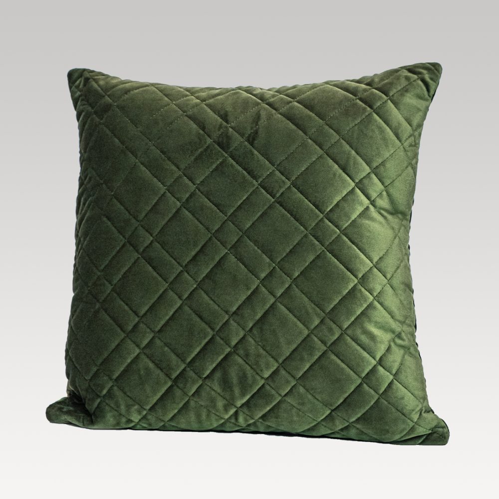 Image of DreamGreen Verve Velvet Quilted Cushion Cover Fern - Square