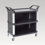 Image of Trust Hi5 3-Shelf Utility Cart with 3 Panels - Black