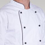 Image of Serve Long Sleeve Piped Chef Jacket - White