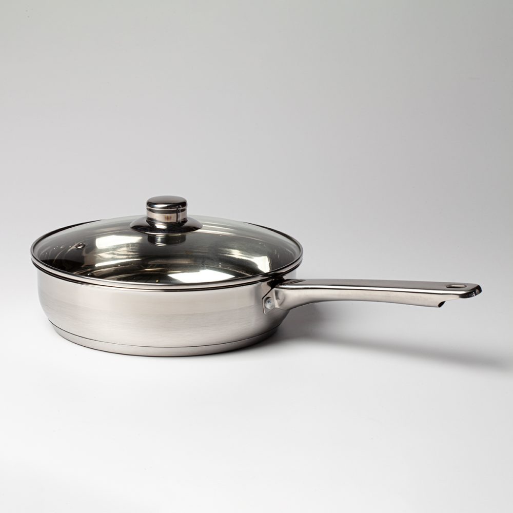 Image of Cutler S/S Skillet Fry Pan w/ Lid - 24cm