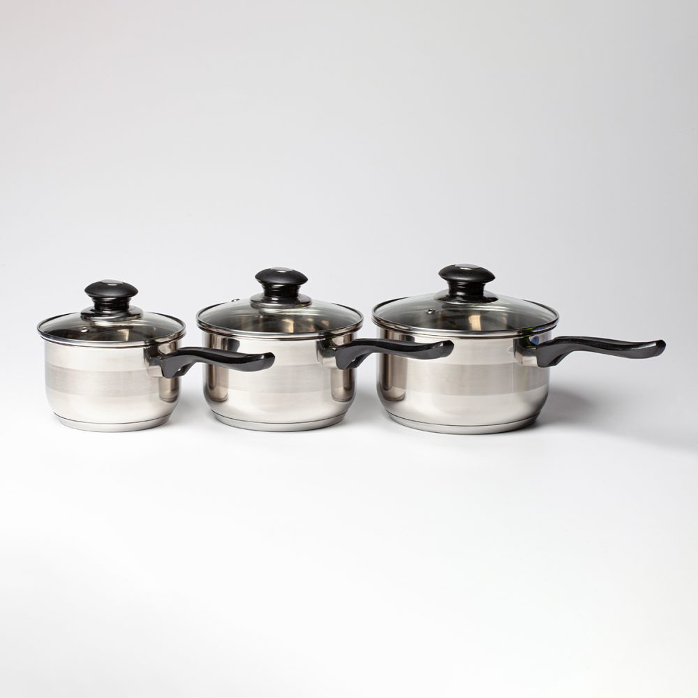 Image of Cutler 3pce Stainless Steel Saucepan Set