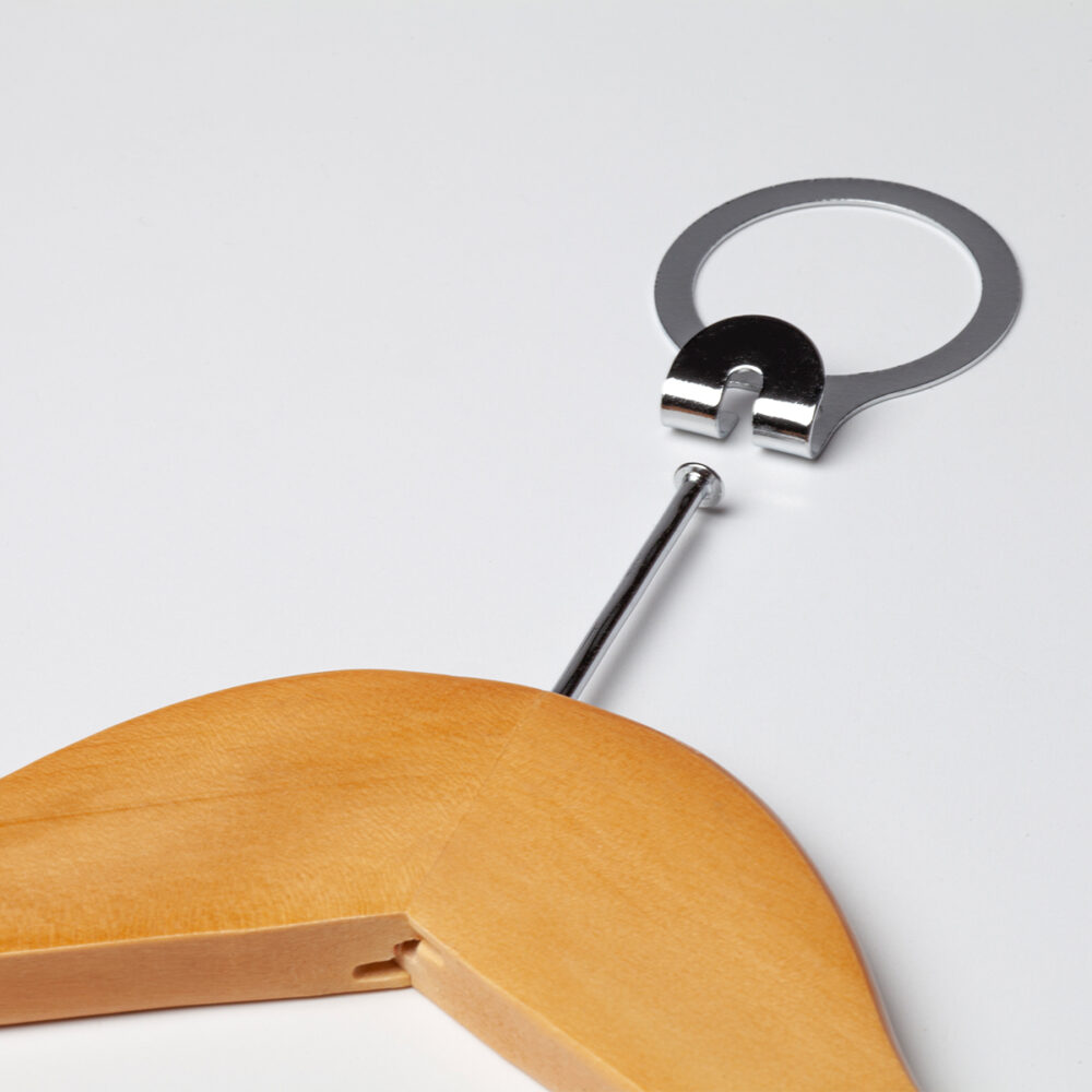 Image of Wooden Pilferproof Coat Hanger with Skirt Clips - Single