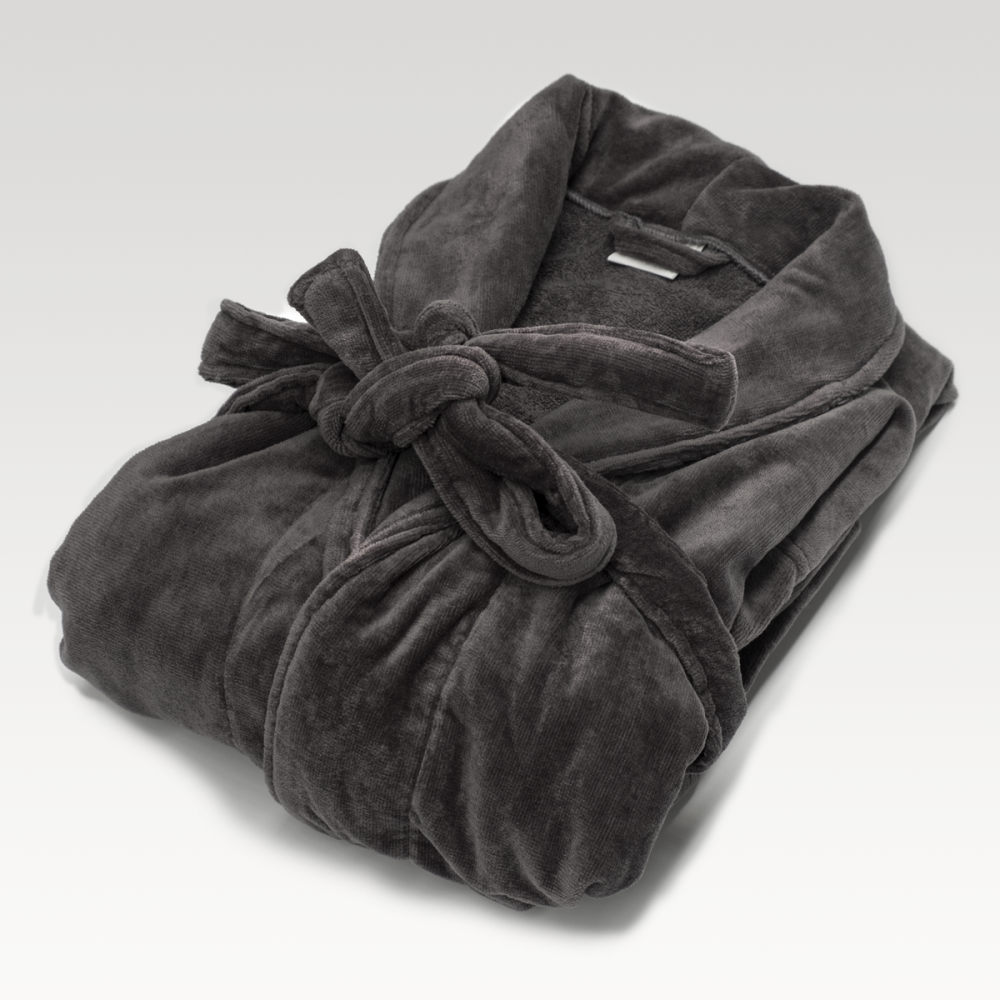 Image of Weavers 1240gram Velour Bath Robe - Charcoal