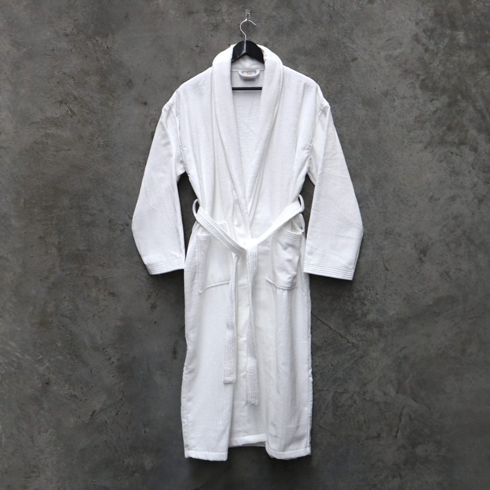 Image of Weavers 1240gram Velour Bath Robe - White