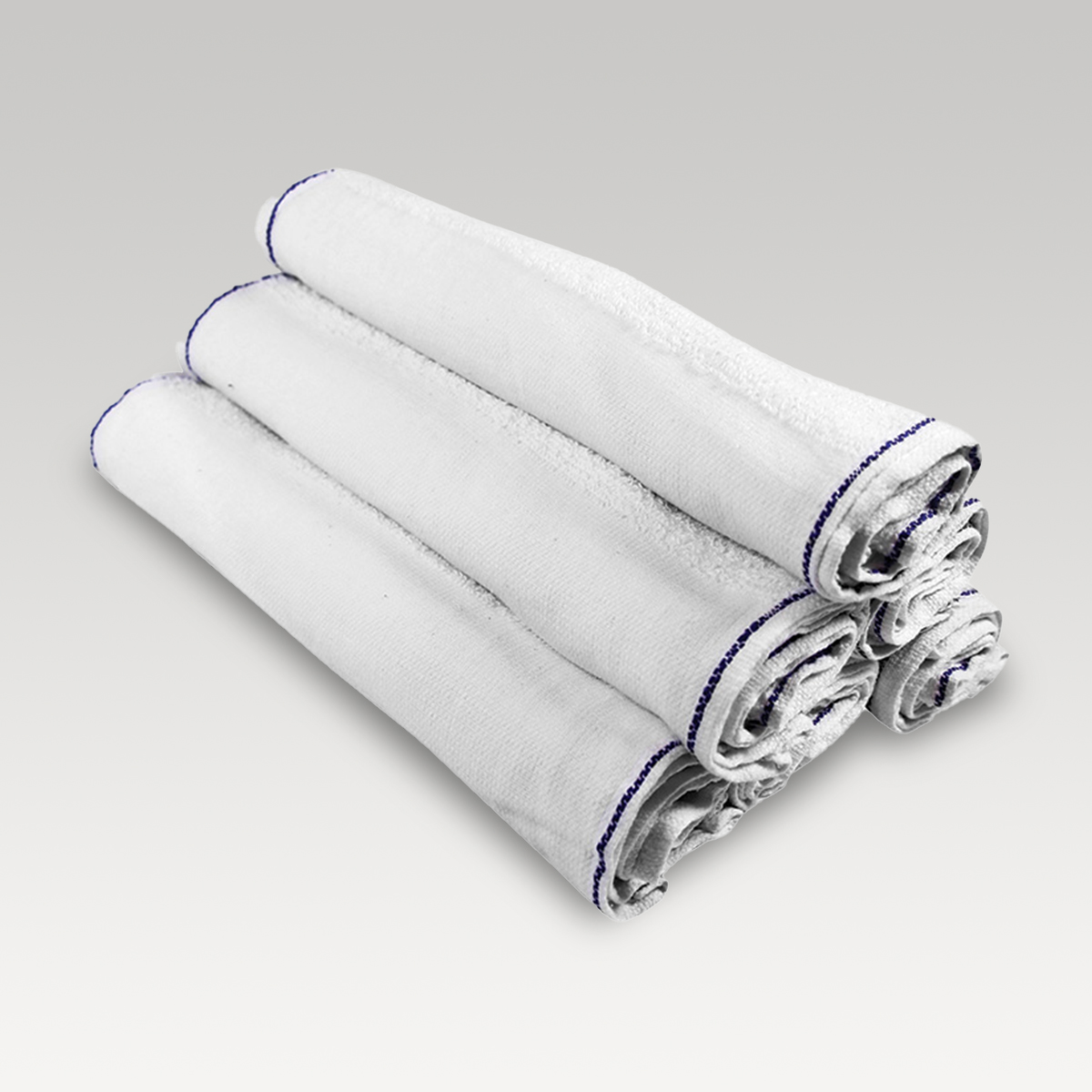 Image of Commercial Barbers Towel - White with Blue Trim
