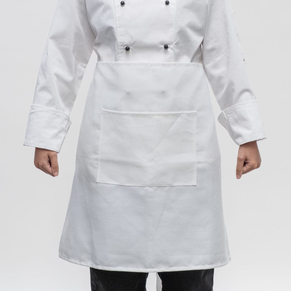 Image of Serve Waist Apron With Pocket - White