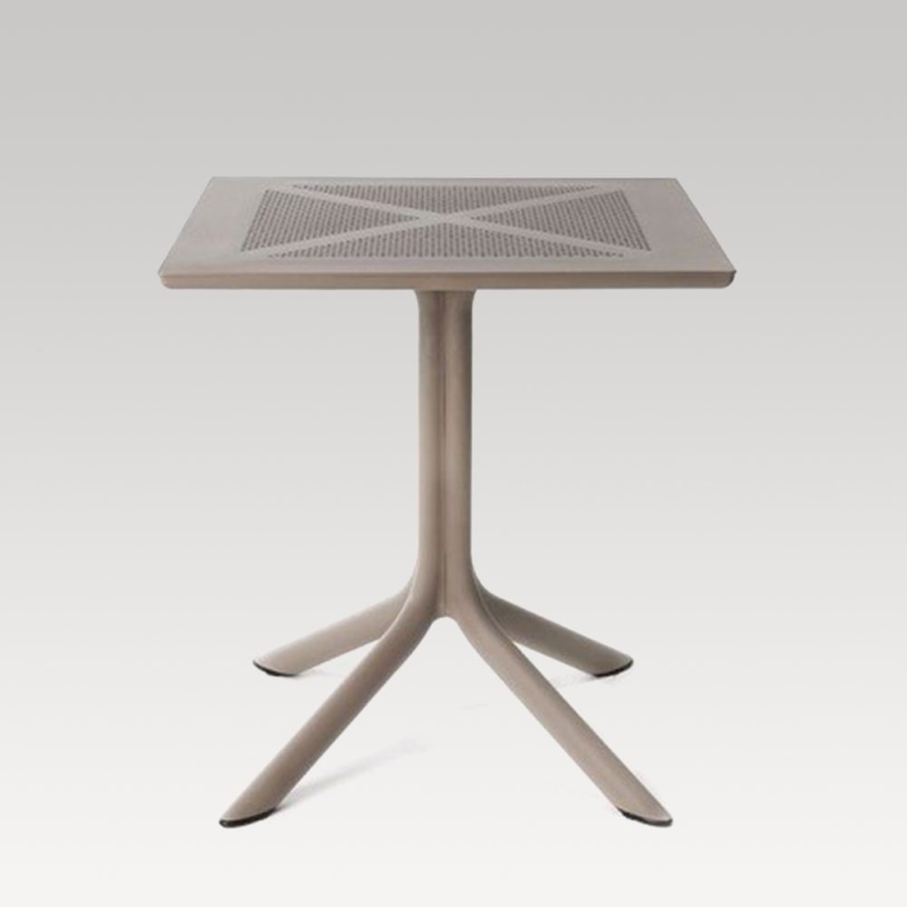 Image of Clip Single Pedestal Square Table Taupe - 700mm