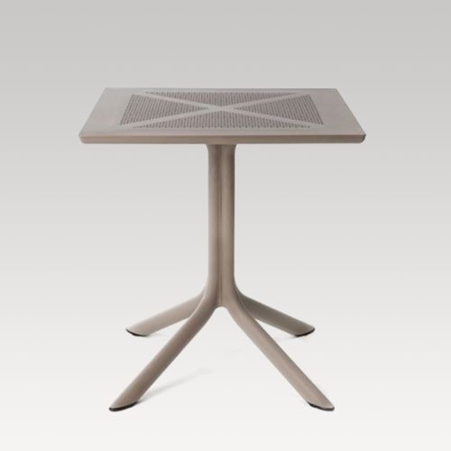 Clip Single Pedestal Square Table Taupe - 700mm