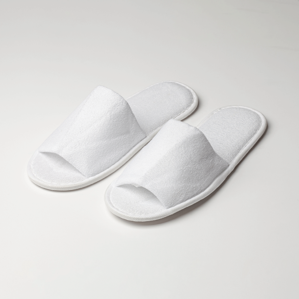 Image of Weavers Cotton Slippers Terry - Open Toe with paper band