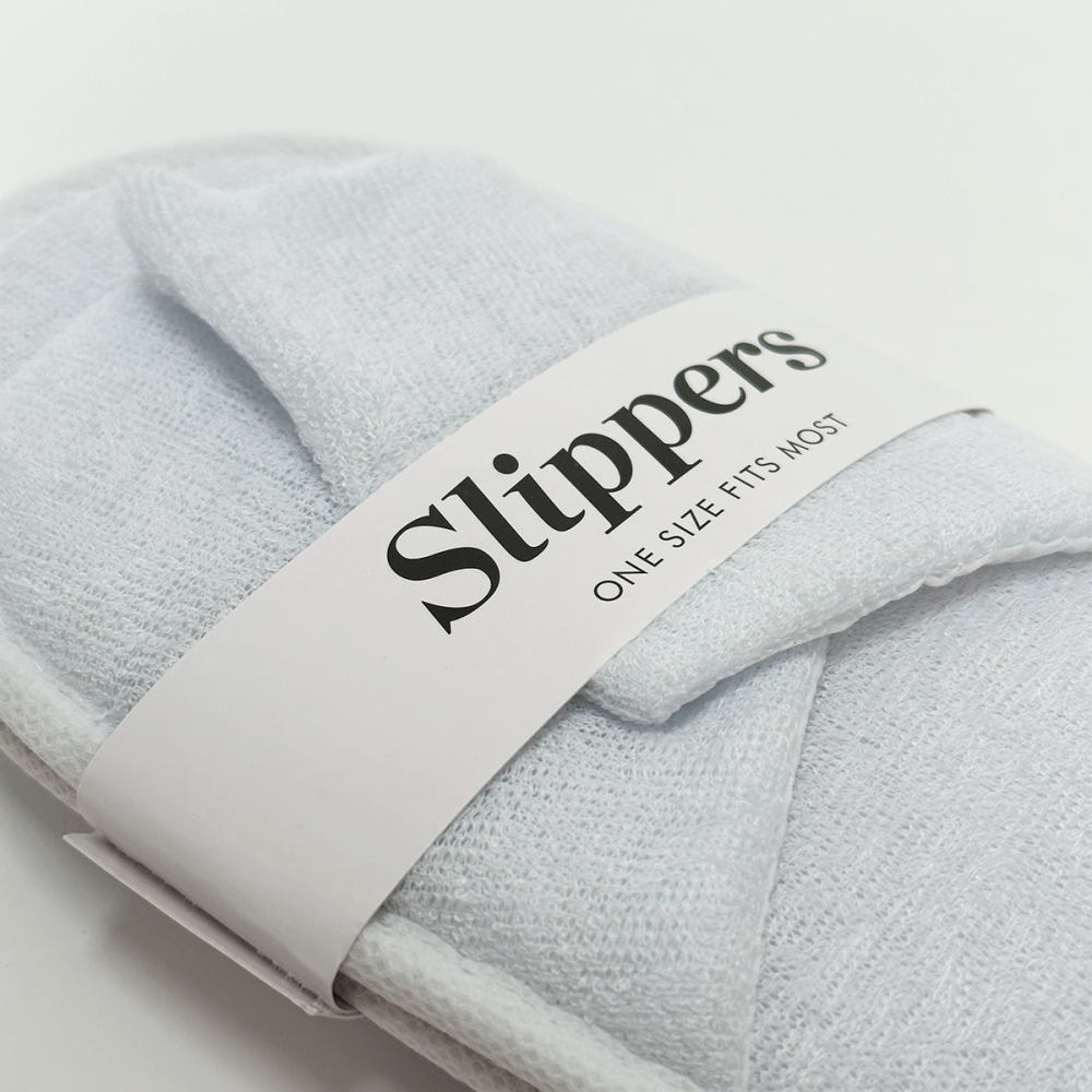 Image of Weavers Cotton Slippers Terry - Open Toe with paper band
