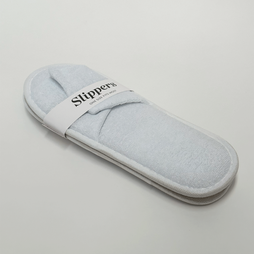 Image of Weavers Cotton Slippers Terry - Open Toe with paper band