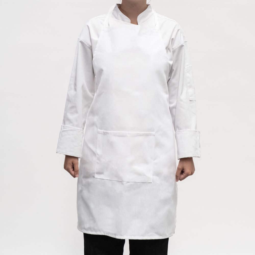 Image of Serve Bib Apron With Pocket - White