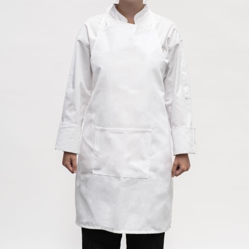 Serve Bib Apron With Pocket - White