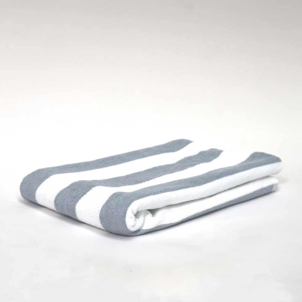Image of Weavers Essential Striped Pool Towel - Grey/White