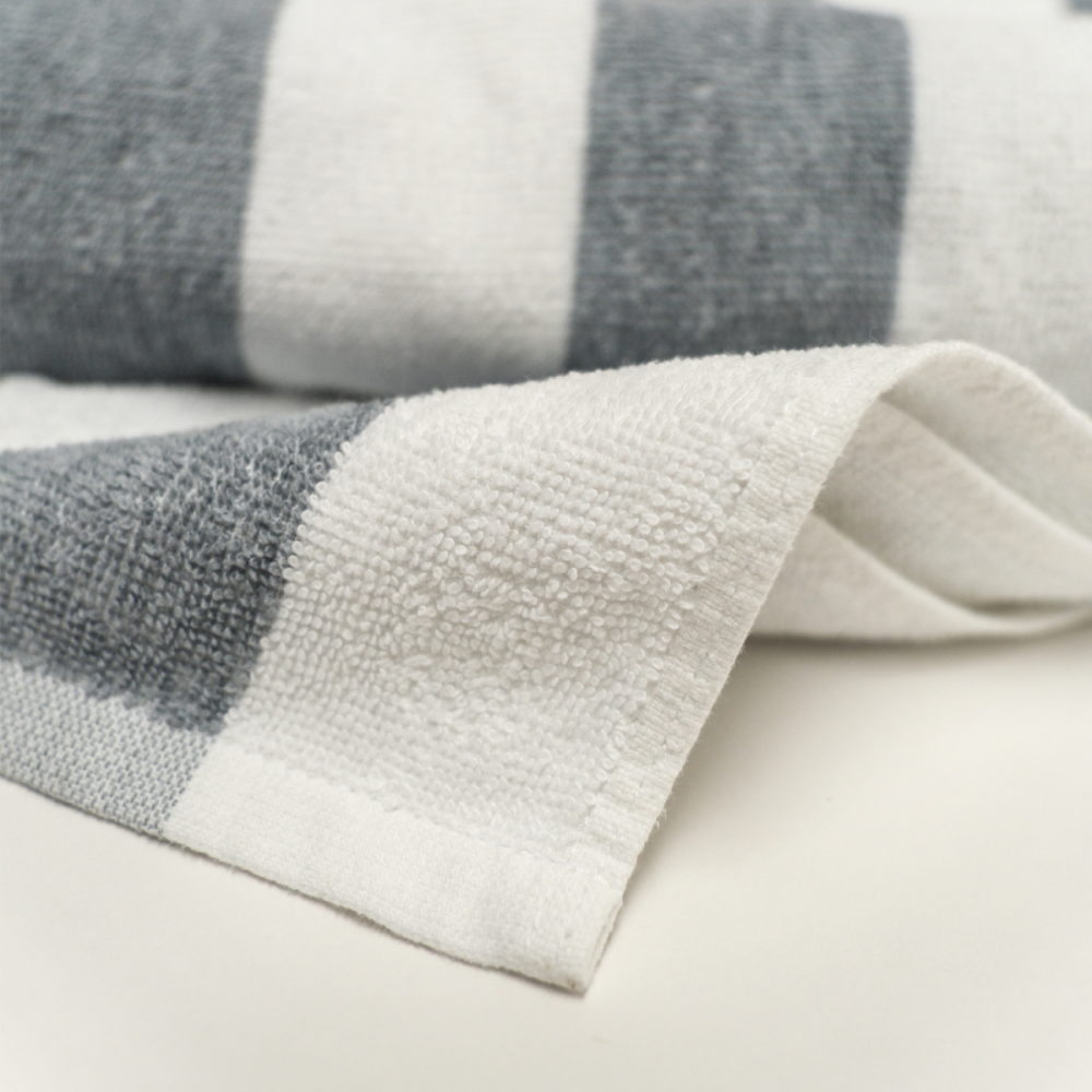 Image of Weavers Essential Striped Pool Towel - Grey/White