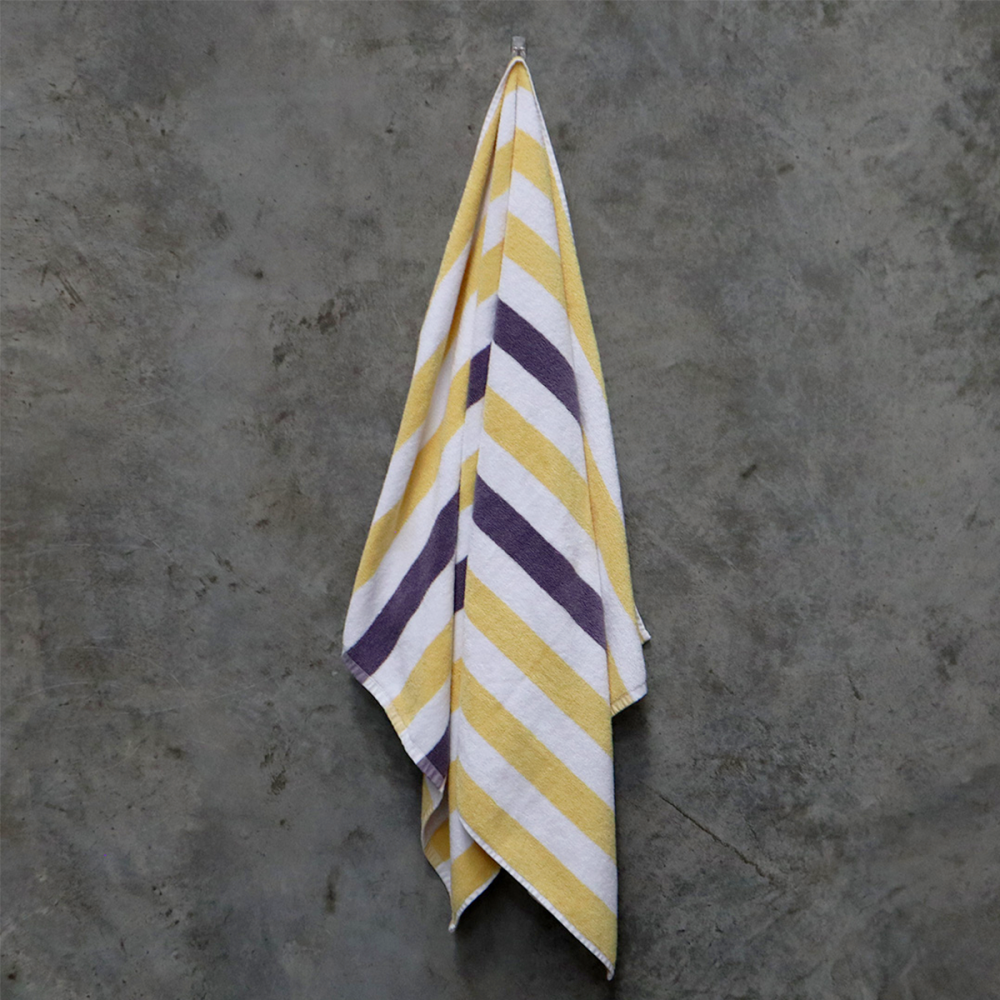 Image of Weavers Striped Pool Towel Yellow/Purple