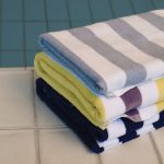 Image of Weavers Striped Pool Towel Yellow/Purple