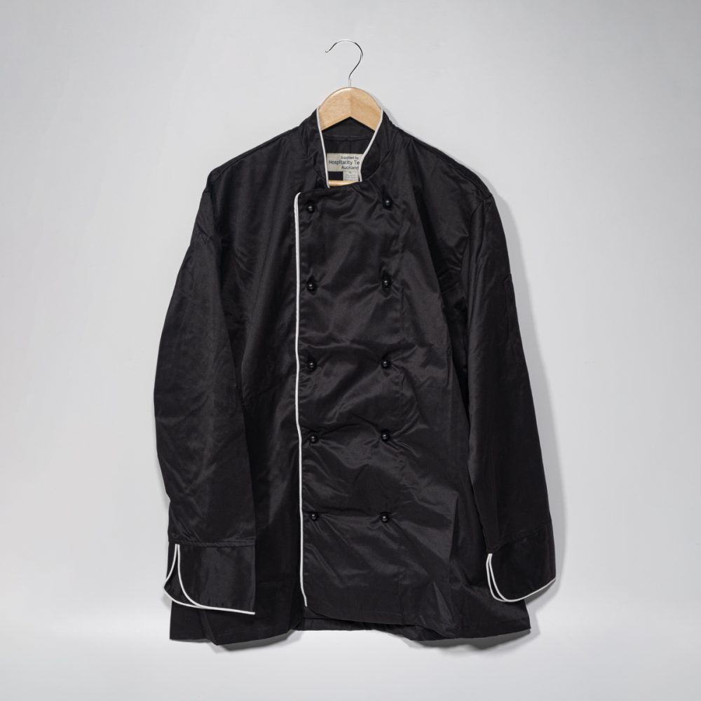 Image of Serve Long Sleeve Piped Chef Jacket - Black